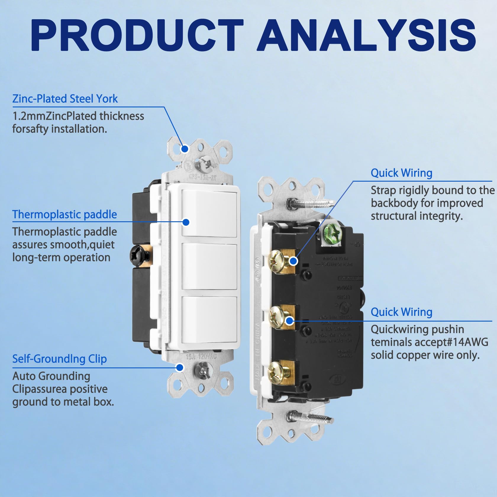 Amazon.com: Heschen 1 Pack Triple Rocker Switch, 15Amp, 125